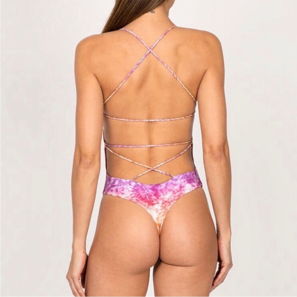 NWT Panama Thong One Piece Swimsuit By Ayra Swim  Size Small Tie Dye Print